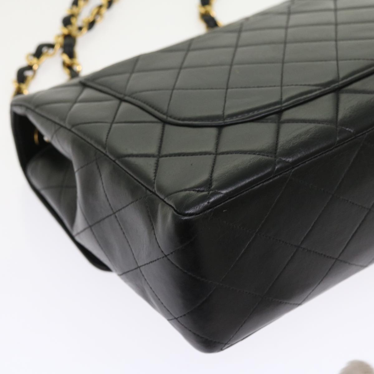 CHANEL Big Matelasse Chain Shoulder Bag Leather Black CC fm2835
