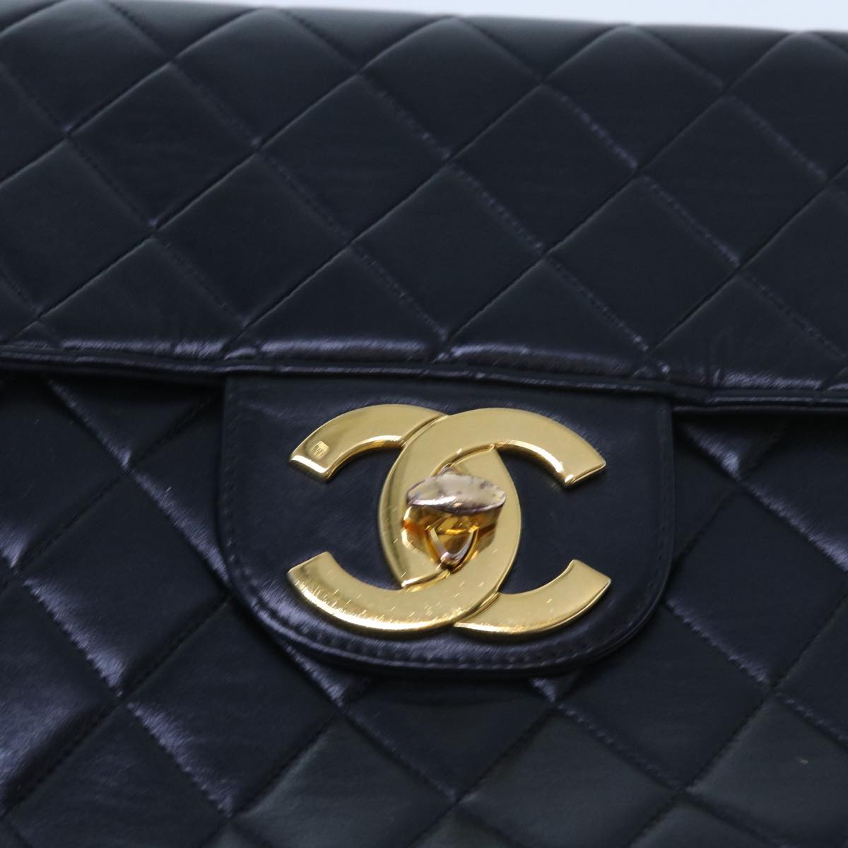 CHANEL Big Matelasse Chain Shoulder Bag Leather Black CC fm2835