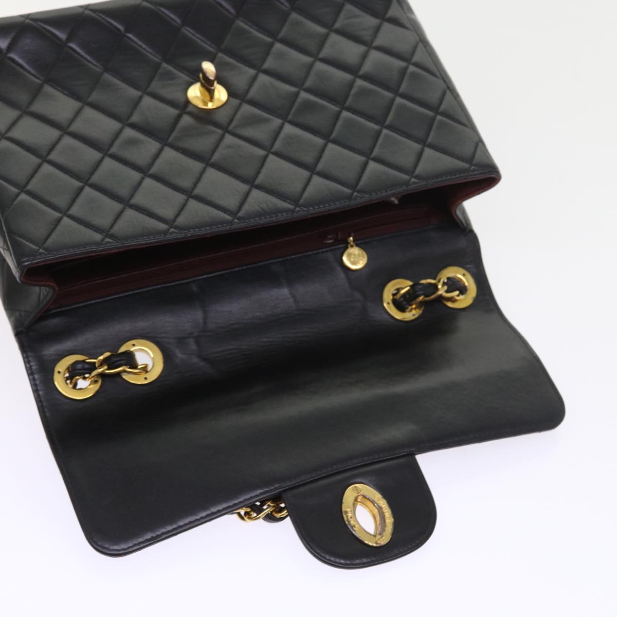 CHANEL Big Matelasse Chain Shoulder Bag Leather Black CC fm2835