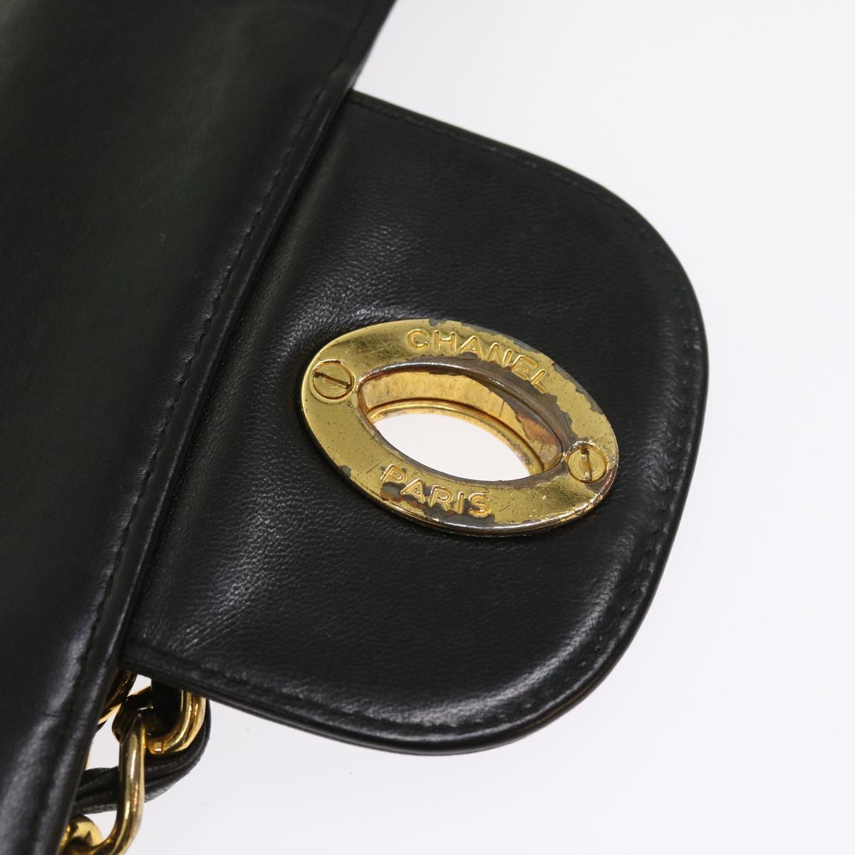 CHANEL Big Matelasse Chain Shoulder Bag Leather Black CC fm2835