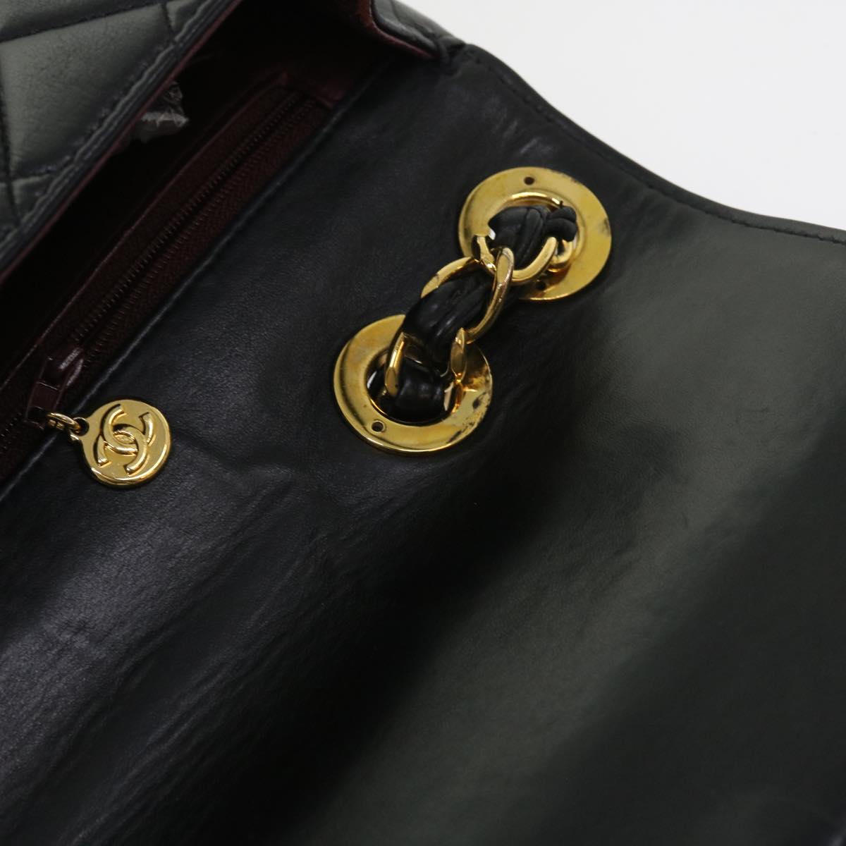 CHANEL Big Matelasse Chain Shoulder Bag Leather Black CC fm2835