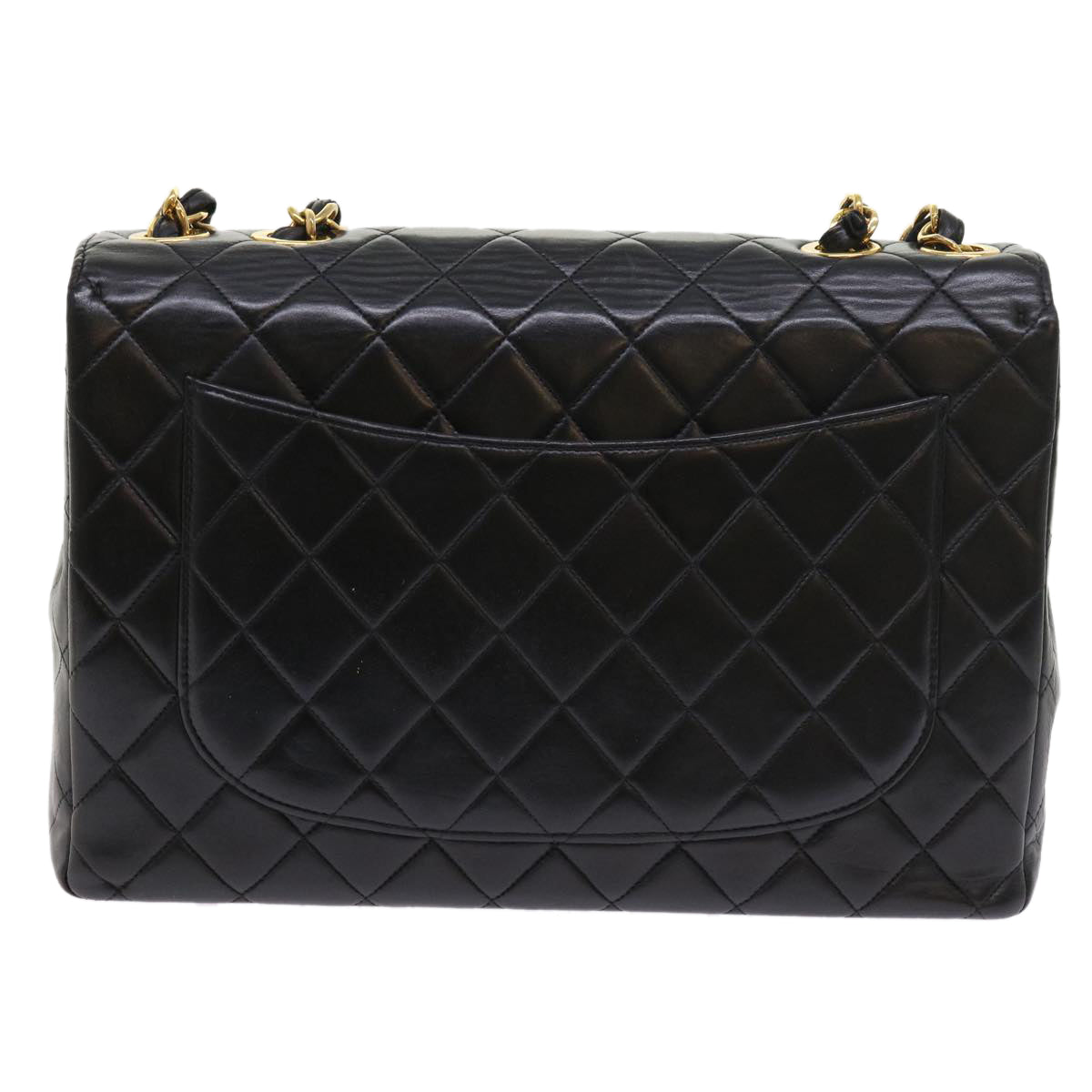 CHANEL Big Matelasse Chain Shoulder Bag Leather Black CC fm2835