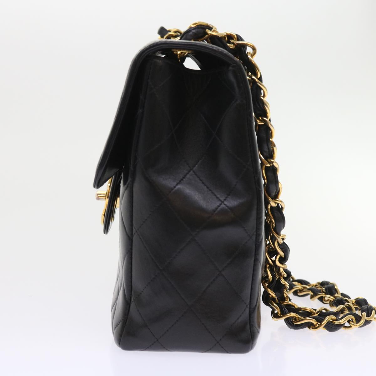 CHANEL Big Matelasse Chain Shoulder Bag Leather Black CC fm2835