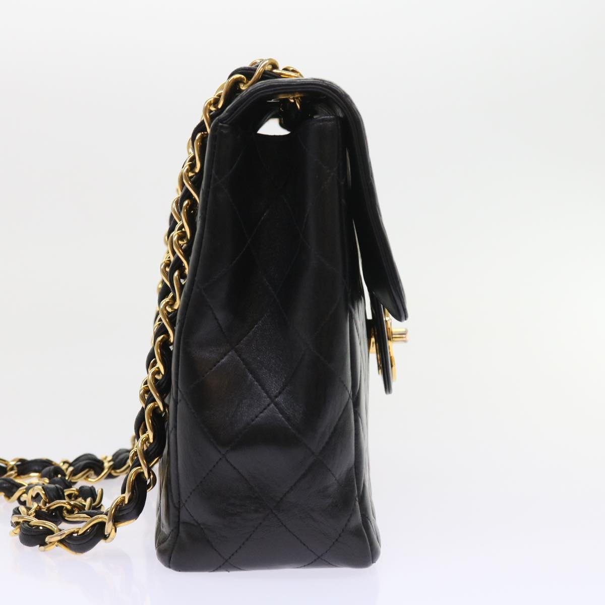 CHANEL Big Matelasse Chain Shoulder Bag Leather Black CC fm2835