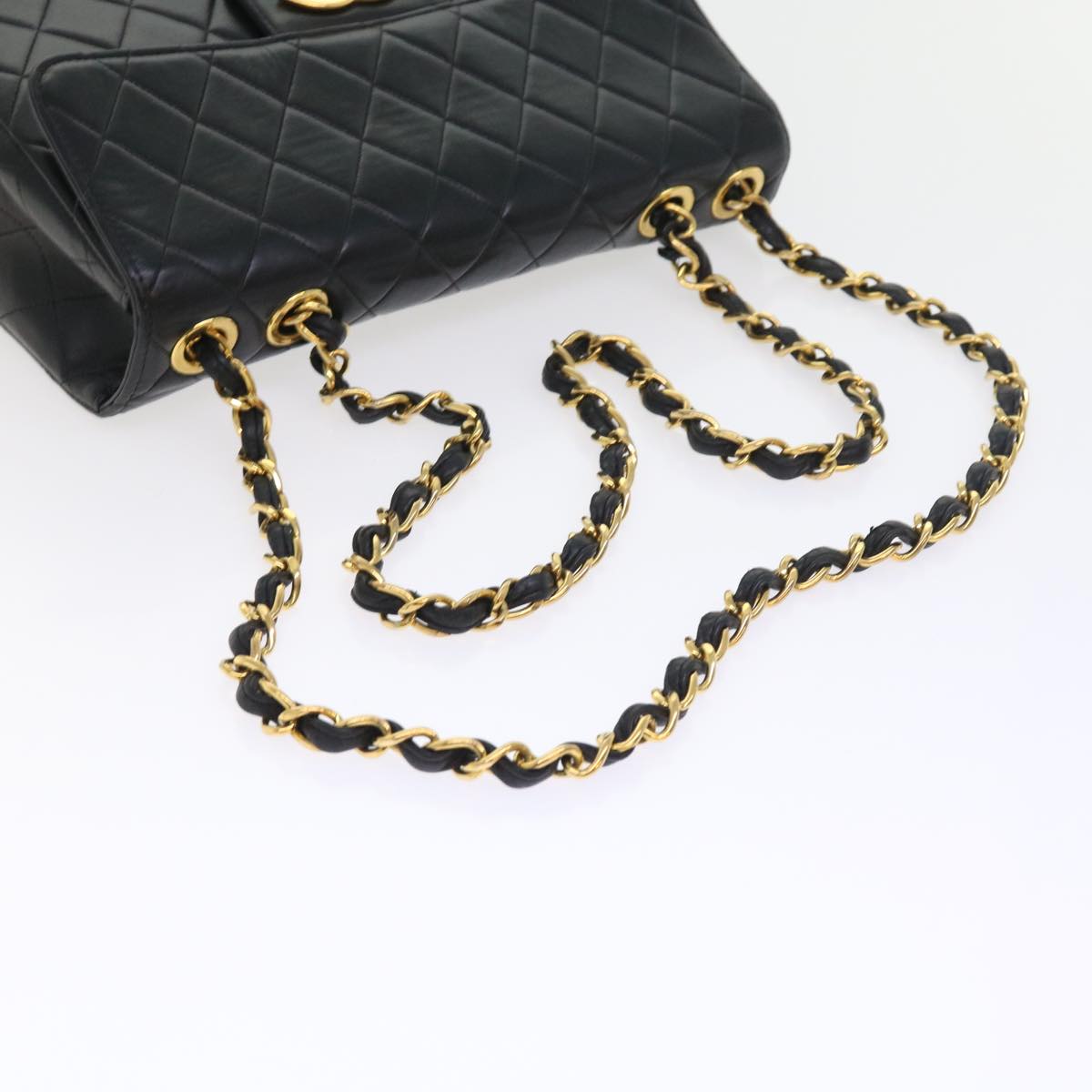 CHANEL Big Matelasse Chain Shoulder Bag Leather Black CC fm2835