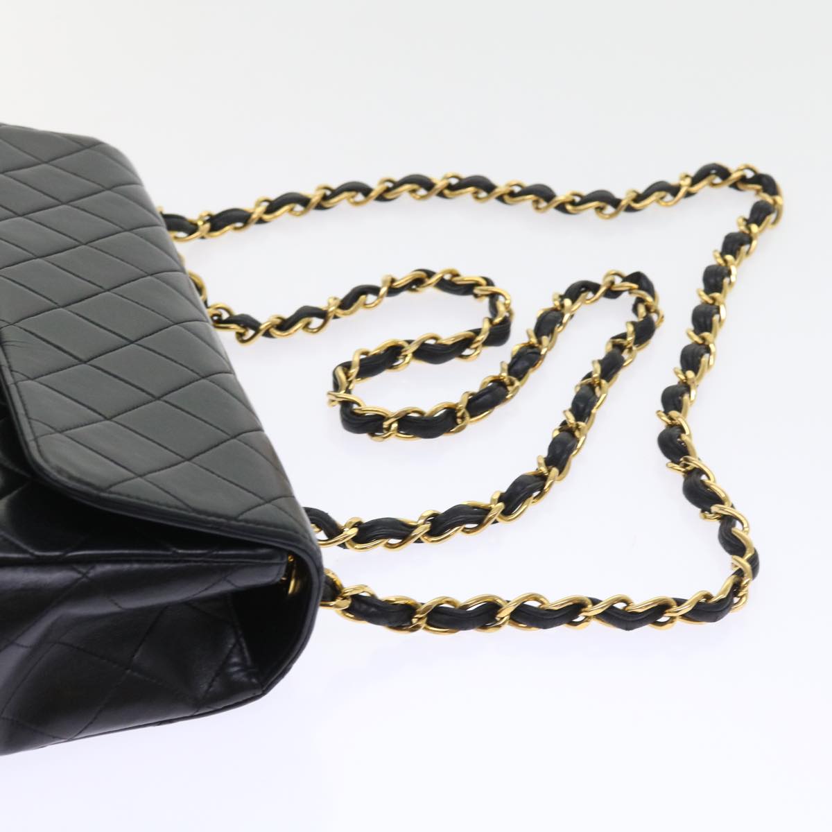 CHANEL Big Matelasse Chain Shoulder Bag Leather Black CC fm2835