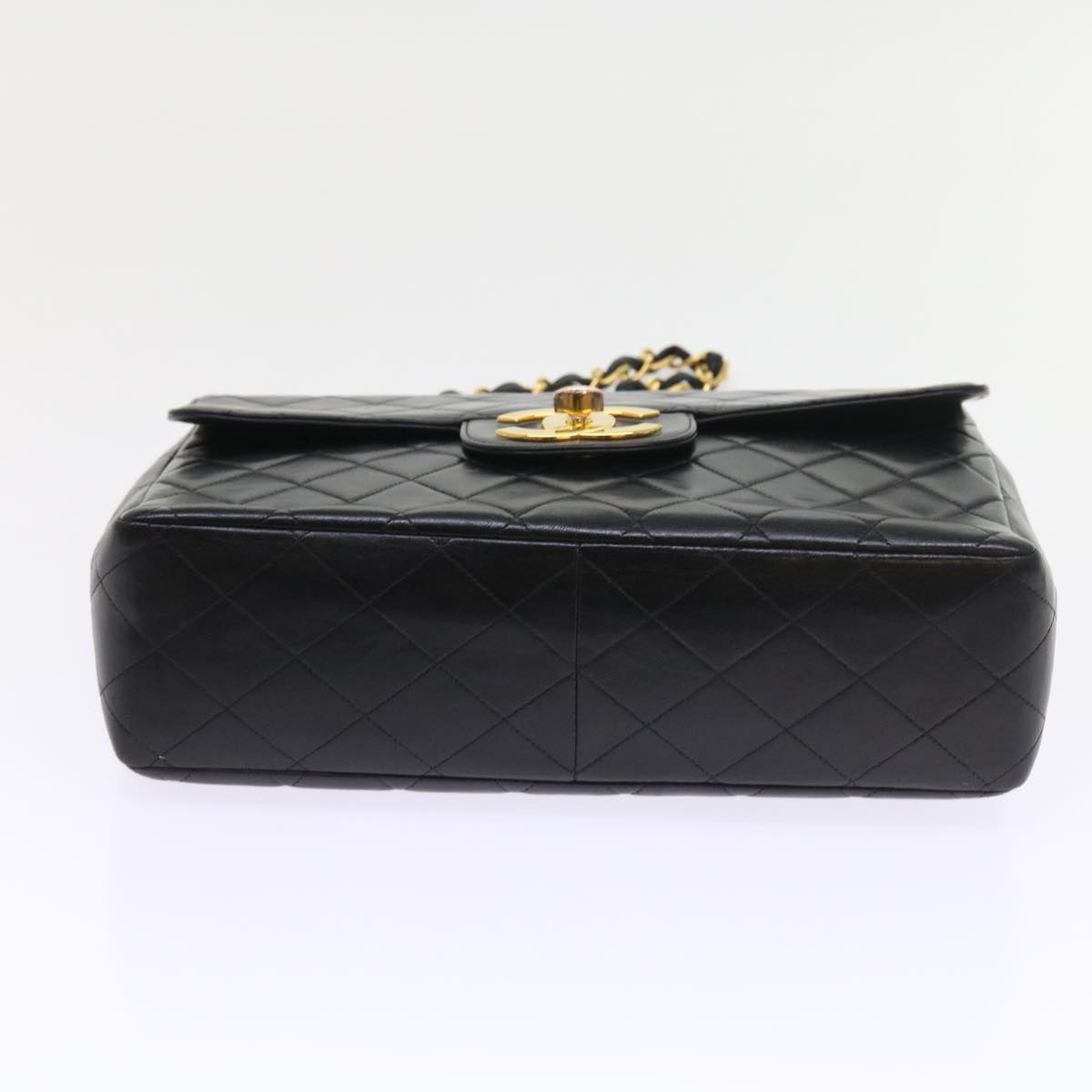 CHANEL Big Matelasse Chain Shoulder Bag Leather Black CC fm2835