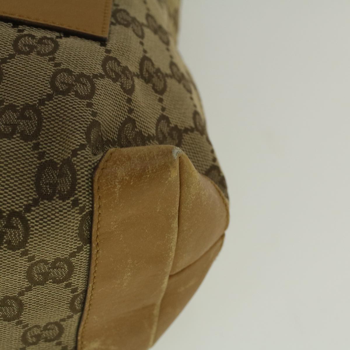 GUCCI GG Canvas Sherry Line Tote Bag Beige Orange fm2946
