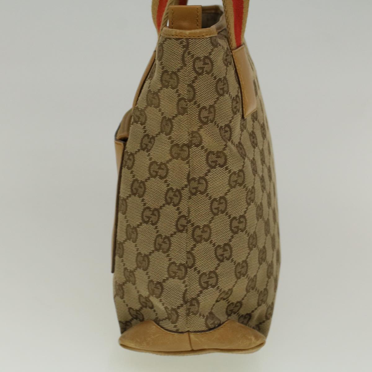 GUCCI GG Canvas Sherry Line Tote Bag Beige Orange fm2946