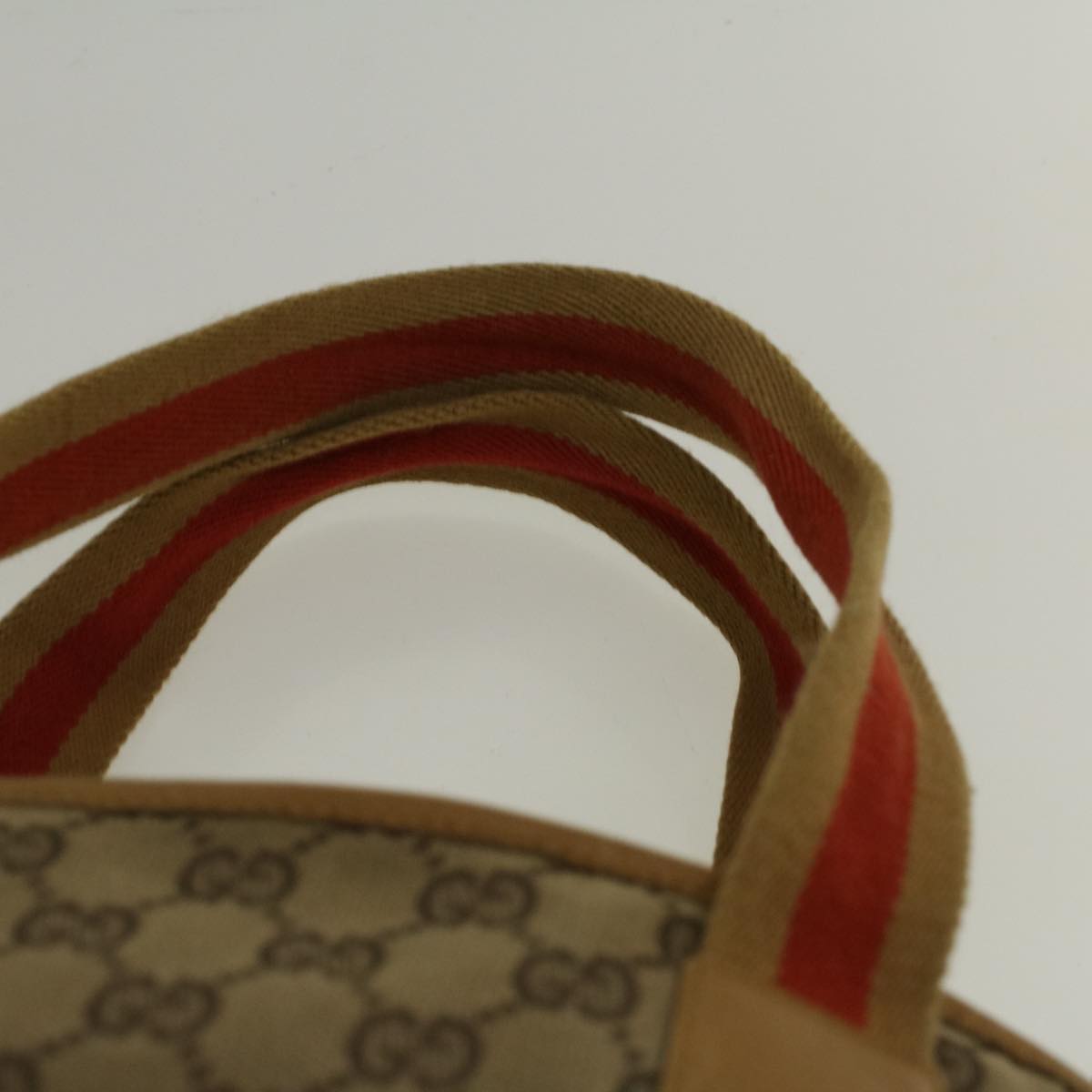GUCCI GG Canvas Sherry Line Tote Bag Beige Orange fm2946