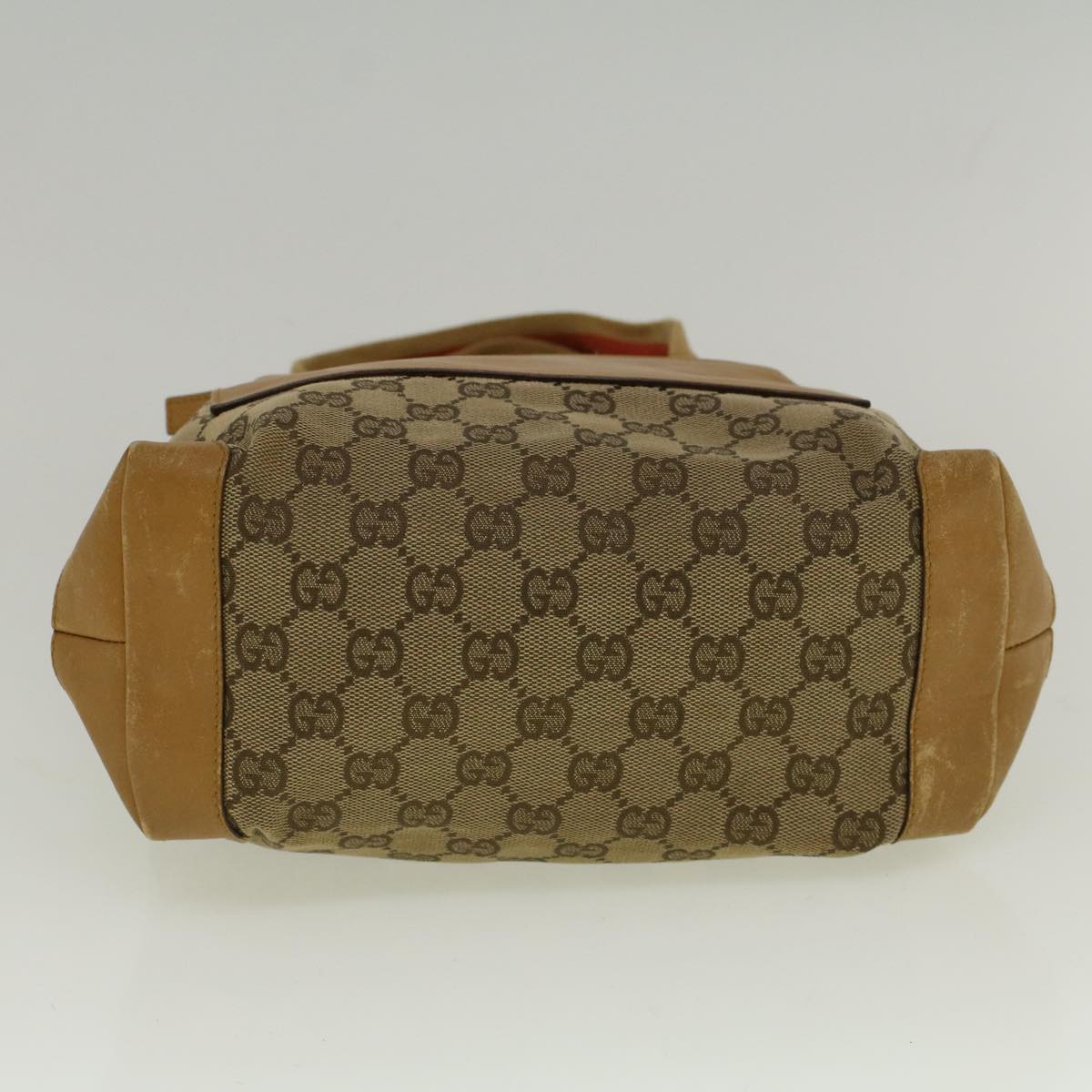 GUCCI GG Canvas Sherry Line Tote Bag Beige Orange fm2946