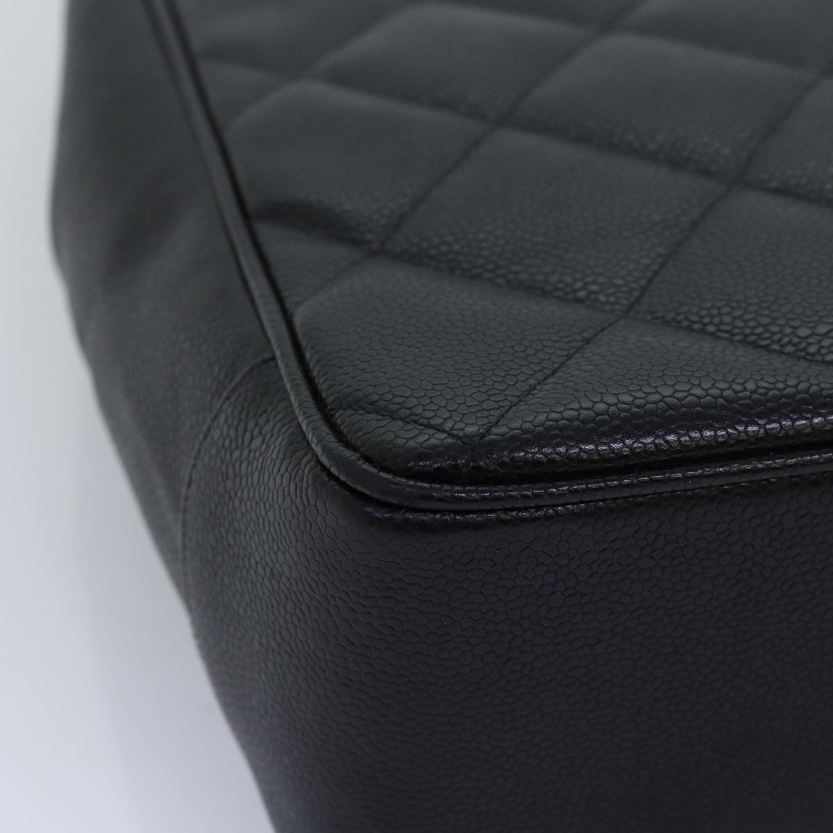 CHANEL Big Matelasse Chain Shoulder Bag Caviar Skin Black CC fm3373A