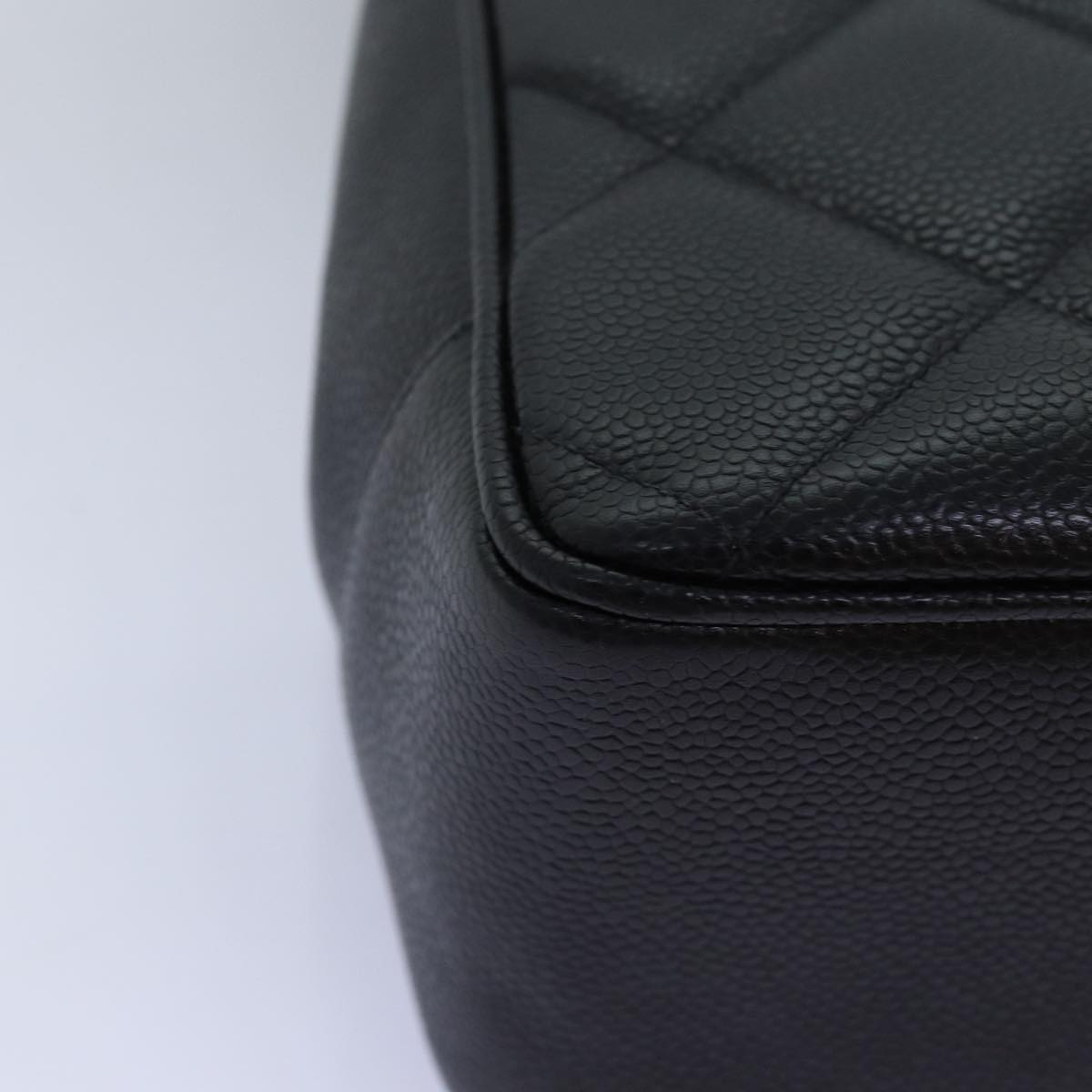 CHANEL Big Matelasse Chain Shoulder Bag Caviar Skin Black CC fm3373A