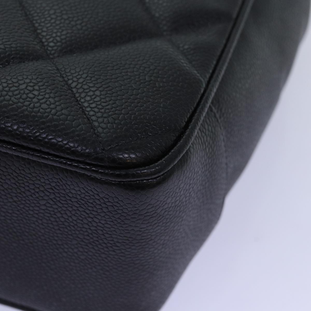 CHANEL Big Matelasse Chain Shoulder Bag Caviar Skin Black CC fm3373A