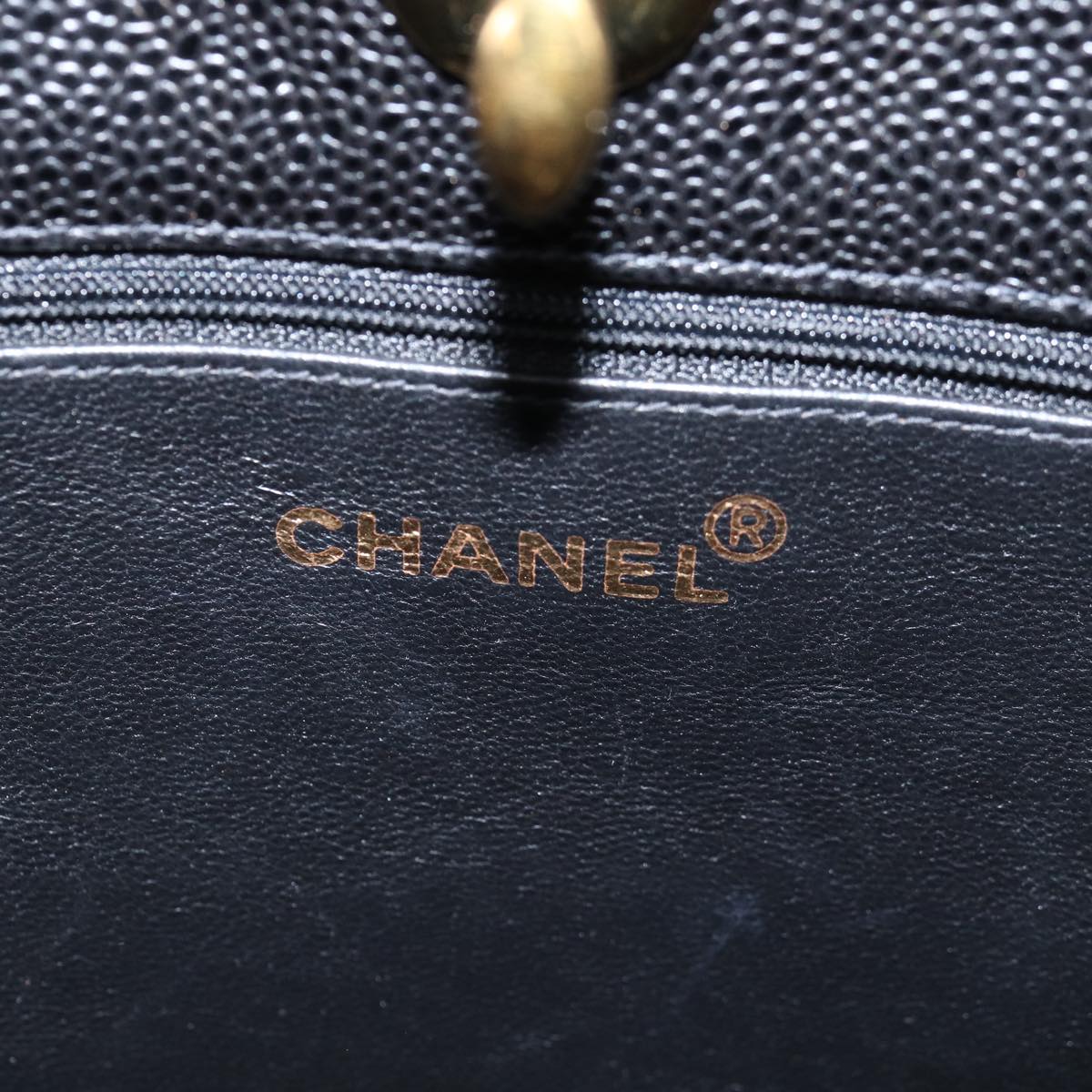 CHANEL Big Matelasse Chain Shoulder Bag Caviar Skin Black CC fm3373A