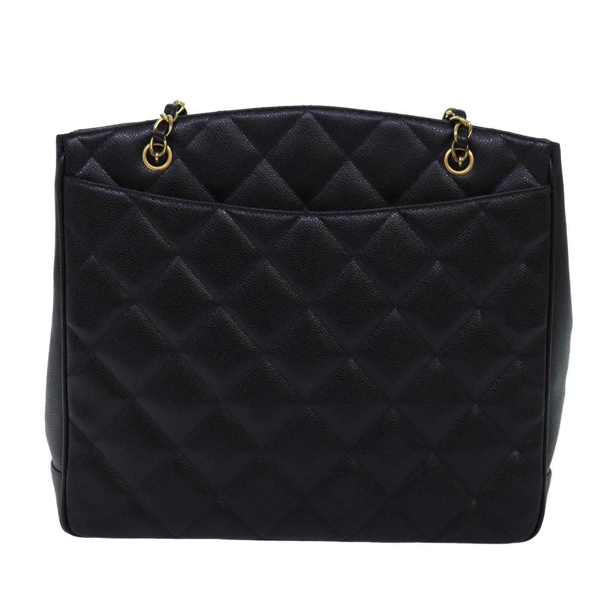 CHANEL Big Matelasse Chain Shoulder Bag Caviar Skin Black CC fm3373A