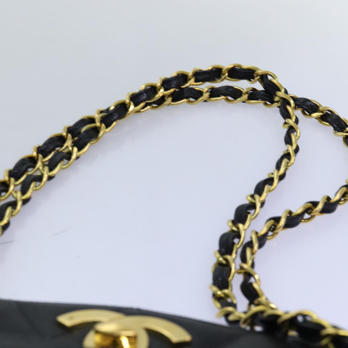 CHANEL Big Matelasse Chain Shoulder Bag Caviar Skin Black CC fm3373A