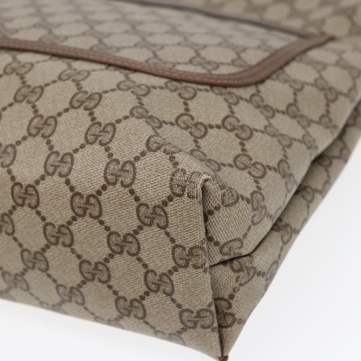 GUCCI GG Supreme Web Sherry Line Tote Bag PVC Beige 39 02 003 fm3734