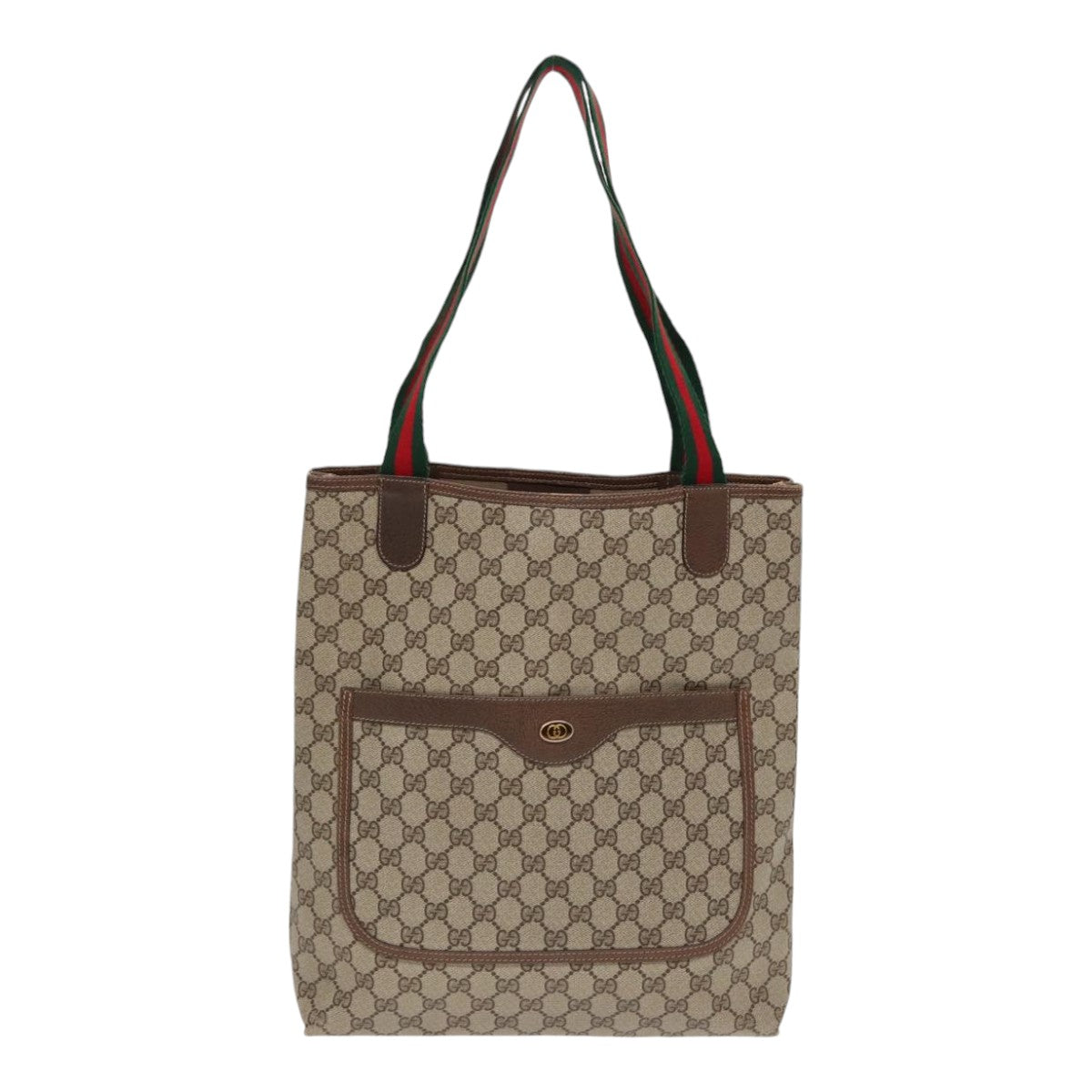GUCCI GG Supreme Web Sherry Line Tote Bag PVC Beige 39 02 003 fm3734