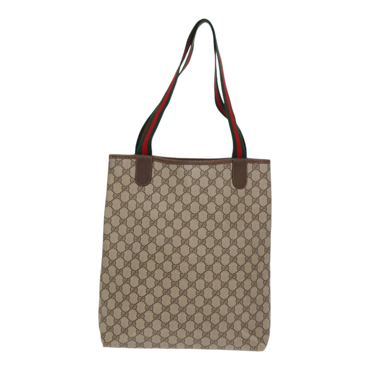 GUCCI GG Supreme Web Sherry Line Tote Bag PVC Beige 39 02 003 fm3734