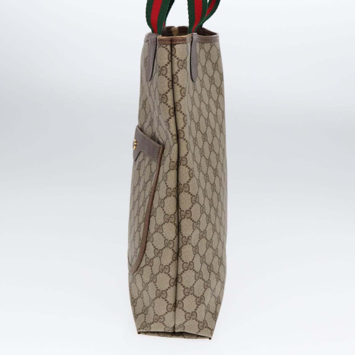 GUCCI GG Supreme Web Sherry Line Tote Bag PVC Beige 39 02 003 fm3734