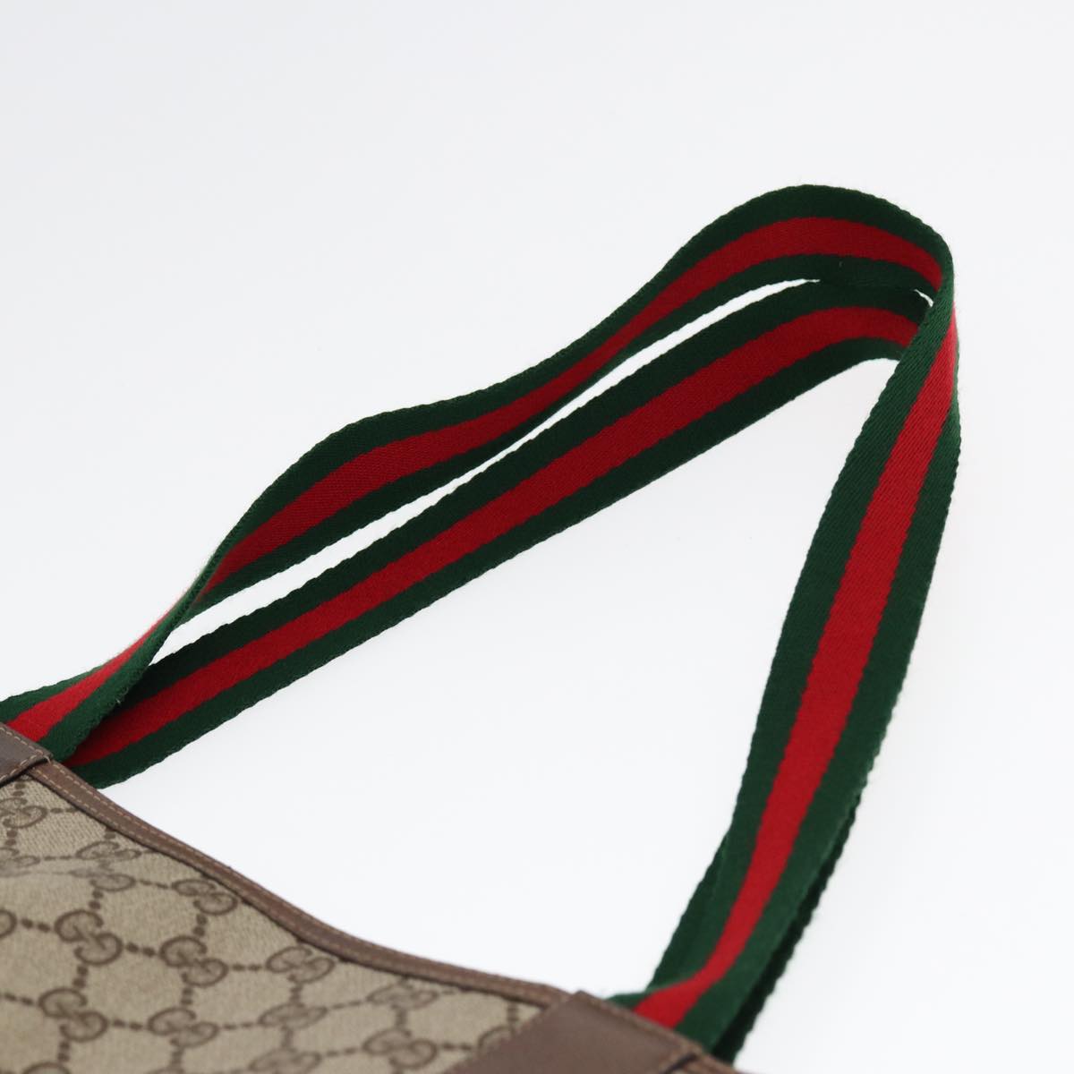GUCCI GG Supreme Web Sherry Line Tote Bag PVC Beige 39 02 003 fm3734