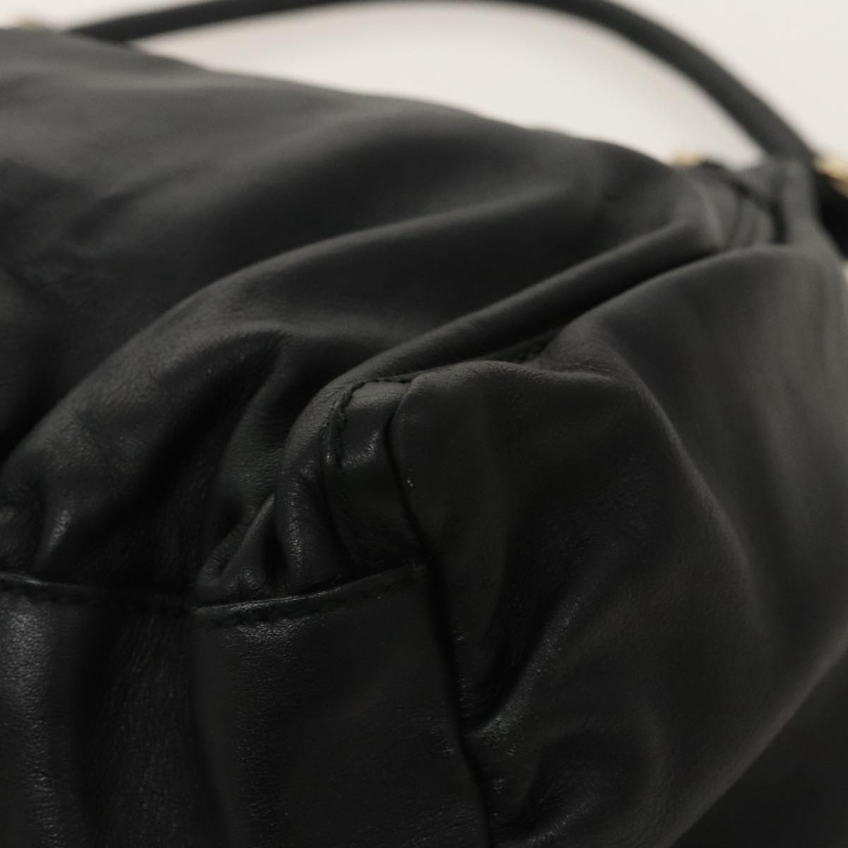 GUCCI Abbey Hand Bag Leather Black Gold 189833 fm4007