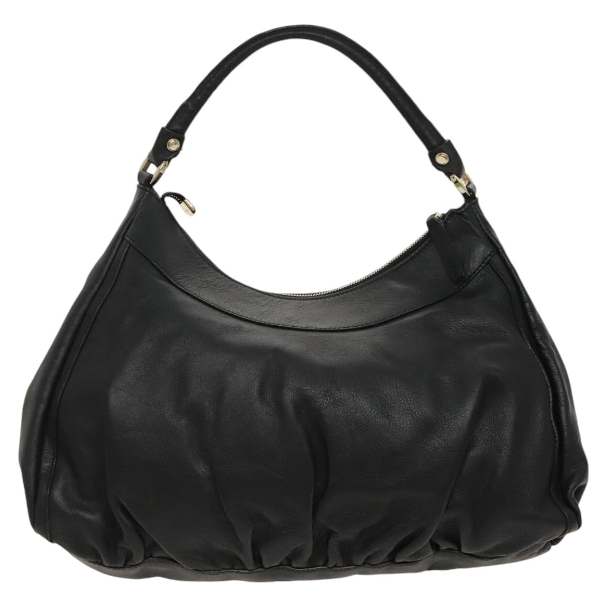 GUCCI Abbey Hand Bag Leather Black Gold 189833 fm4007