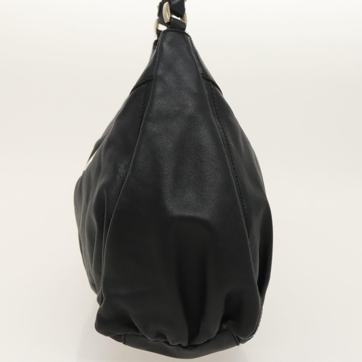 GUCCI Abbey Hand Bag Leather Black Gold 189833 fm4007