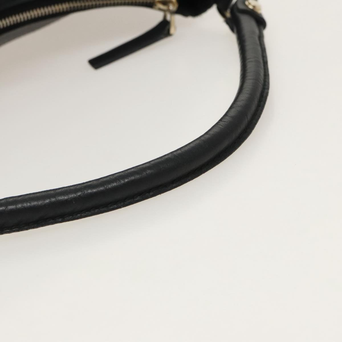 GUCCI Abbey Hand Bag Leather Black Gold 189833 fm4007