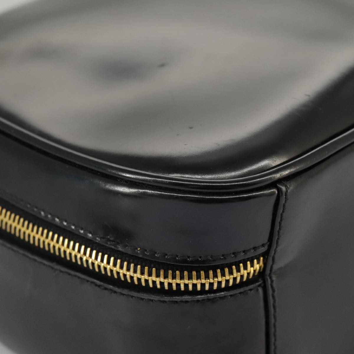 GUCCI Bamboo Hand Bag Patent leather 2way Black Gold 000 270 0323 fm4078