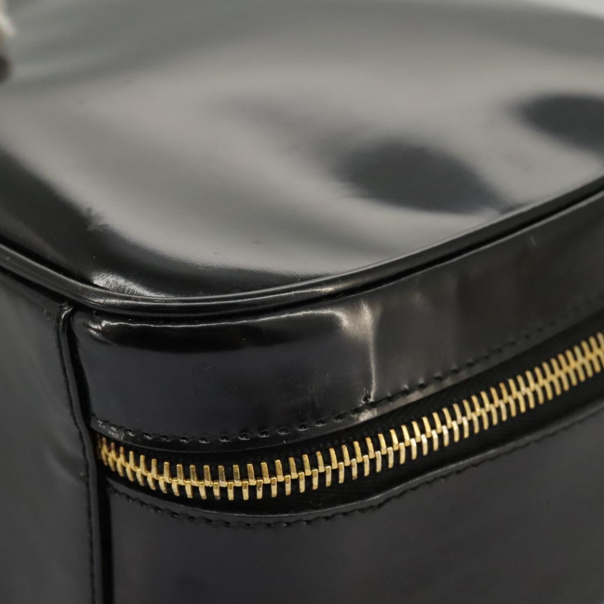 GUCCI Bamboo Hand Bag Patent leather 2way Black Gold 000 270 0323 fm4078