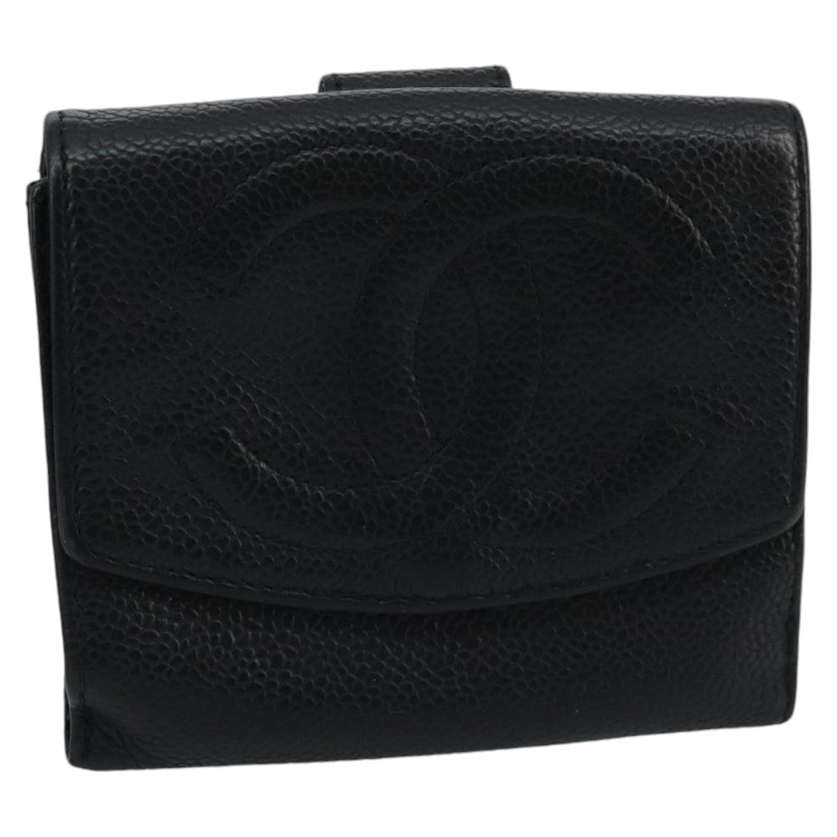CHANEL Wallet Caviar Skin Black CC fm4156