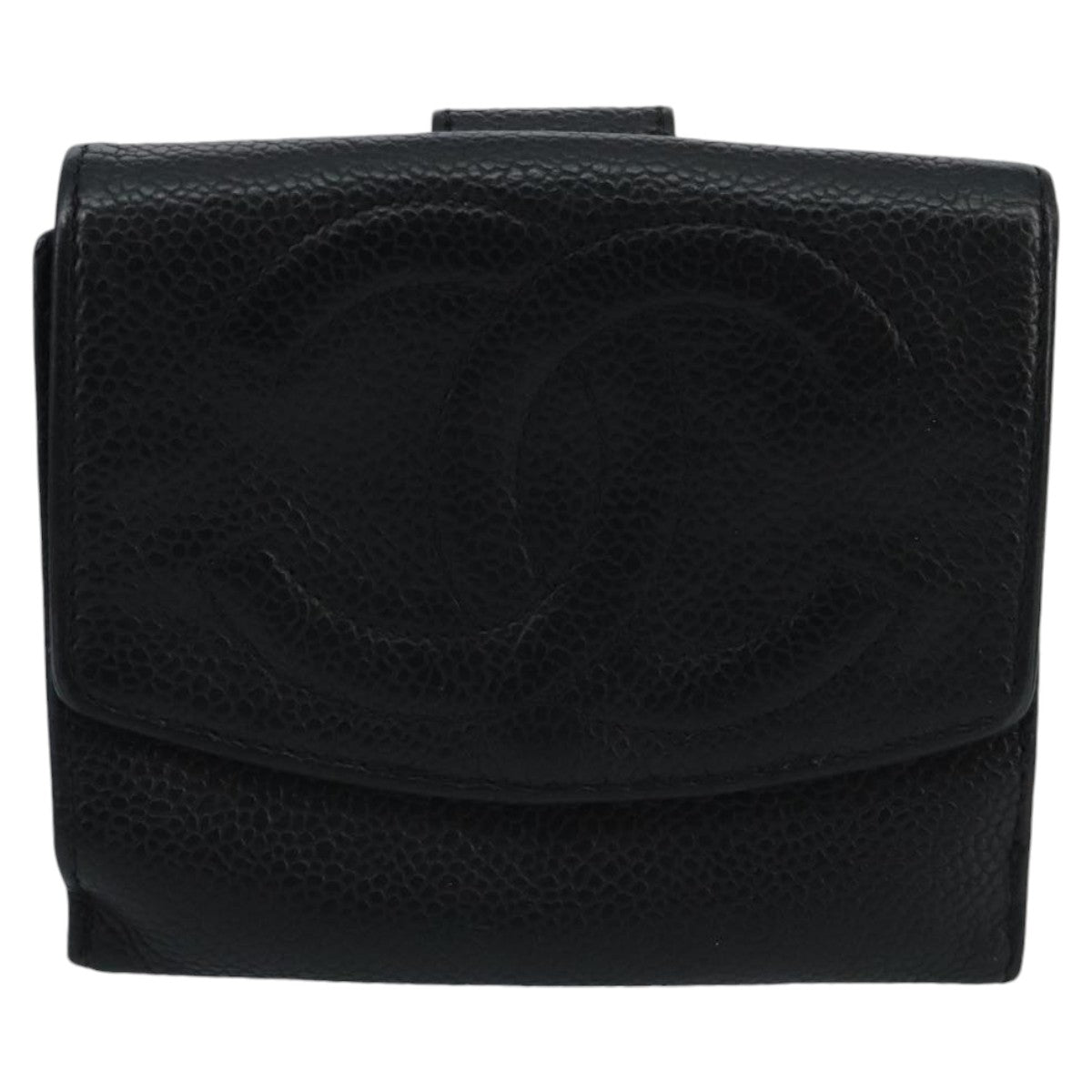 CHANEL Wallet Caviar Skin Black CC fm4156