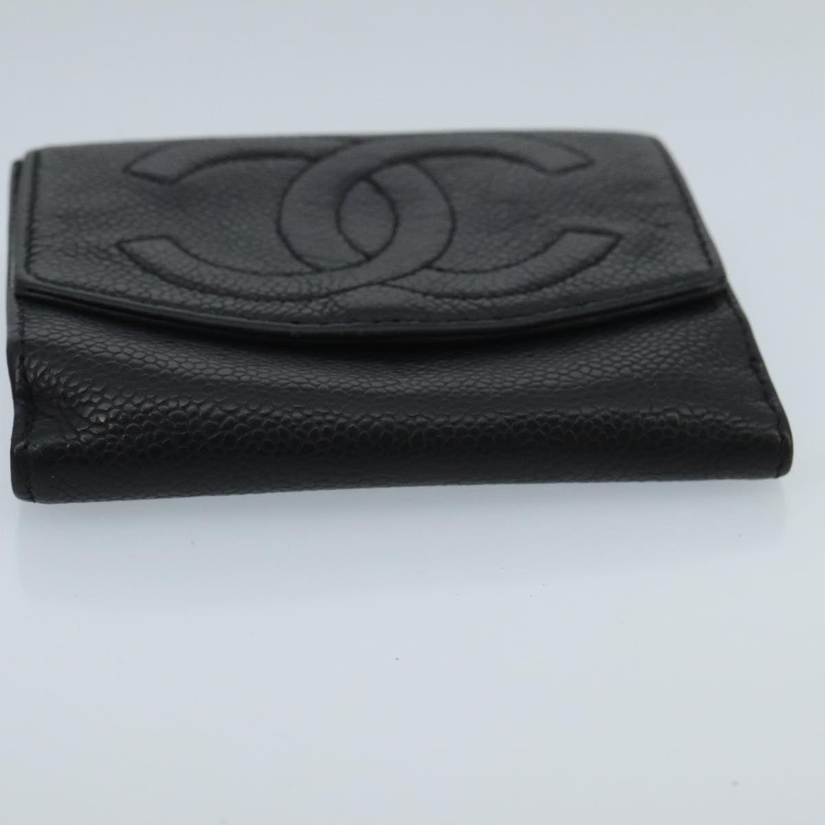 CHANEL Wallet Caviar Skin Black CC fm4156