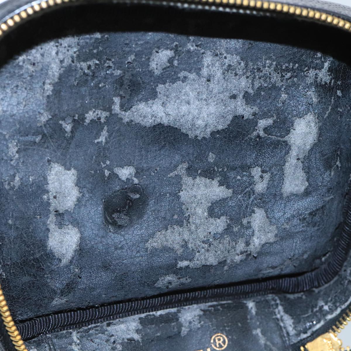 CHANEL Bicolore Vanity Cosmetic Pouch Caviar Skin Black Gold CC fm4192