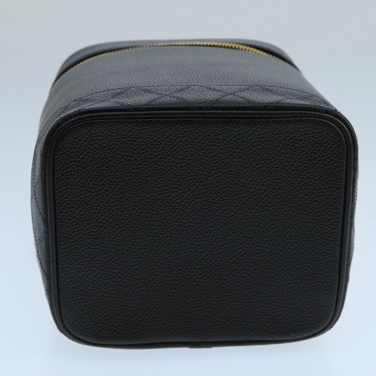 CHANEL Bicolore Vanity Cosmetic Pouch Caviar Skin Black Gold CC fm4192