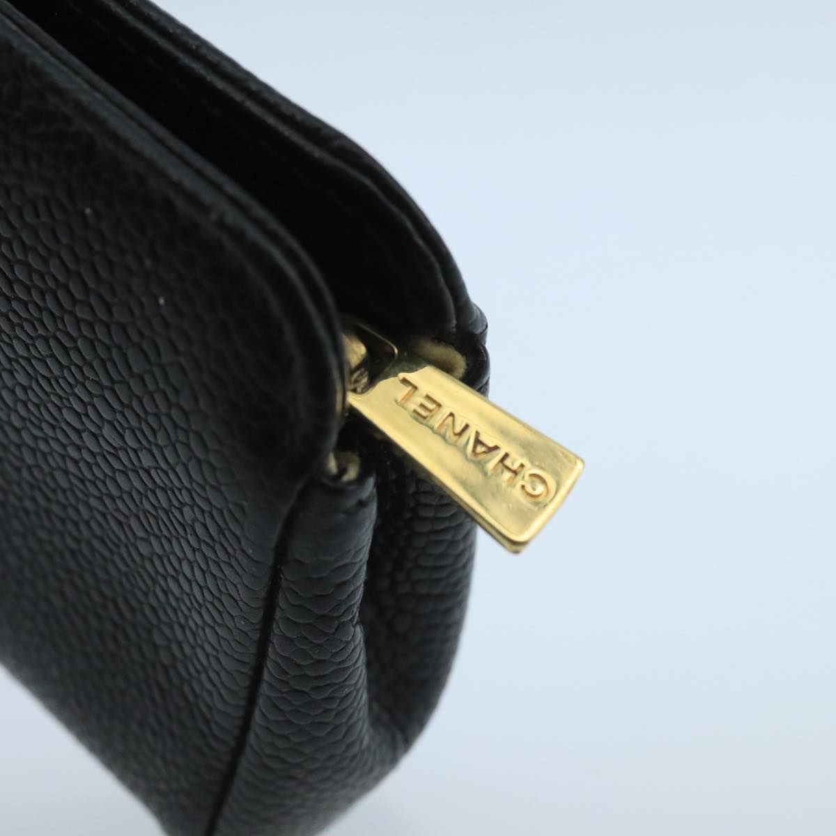 CHANEL Pouch Caviar Skin Black CC fm4204