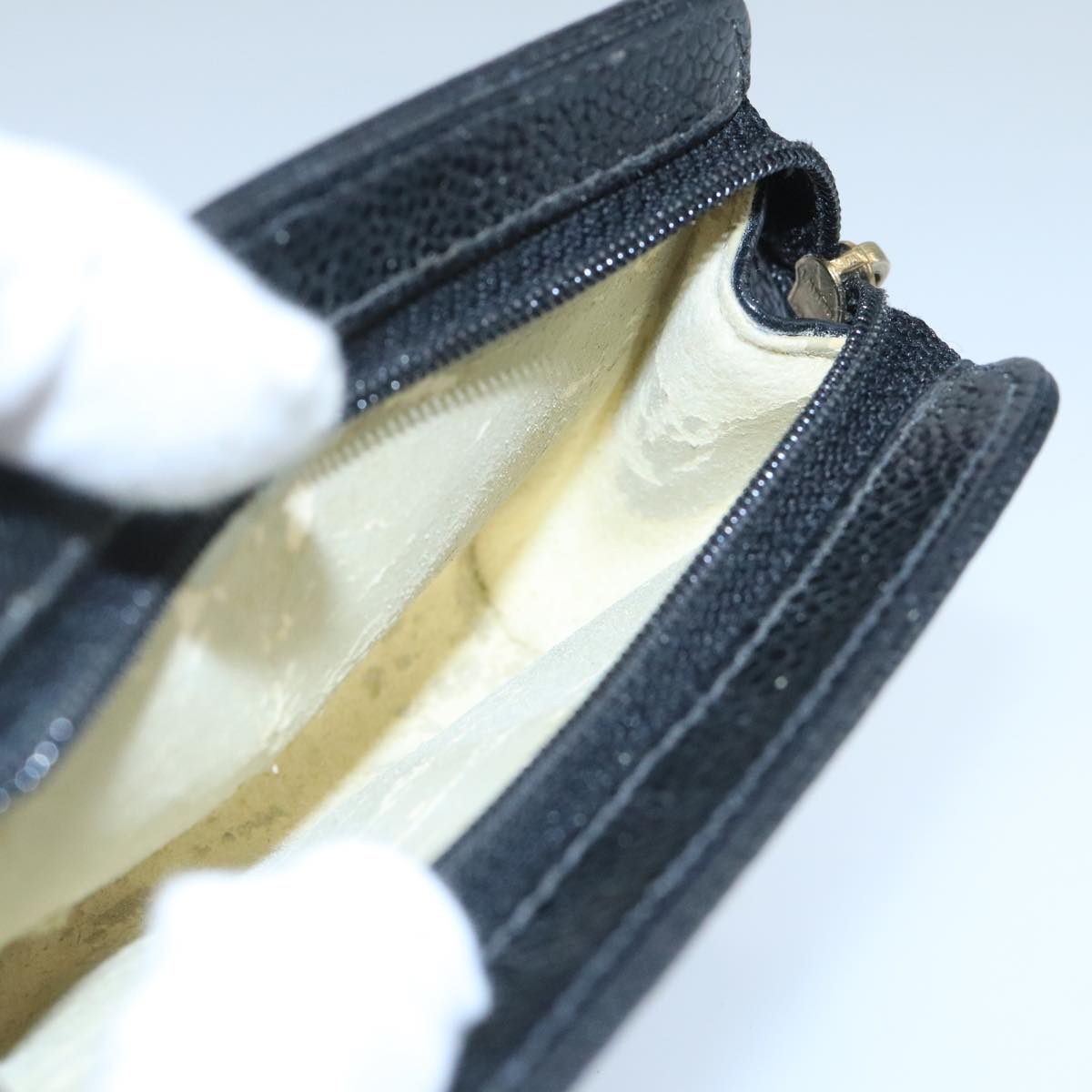 CHANEL Pouch Caviar Skin Black CC fm4204