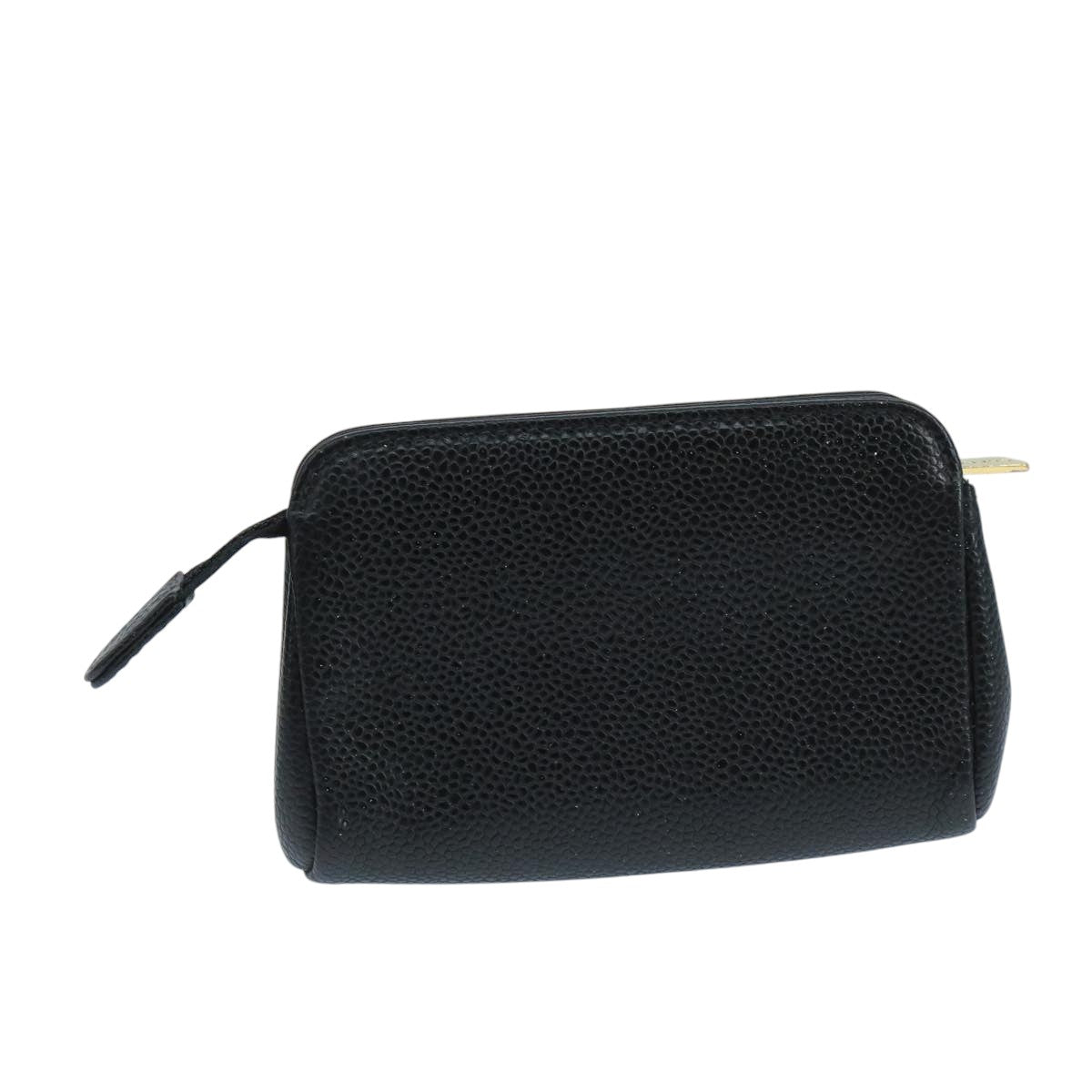 CHANEL Pouch Caviar Skin Black CC fm4204