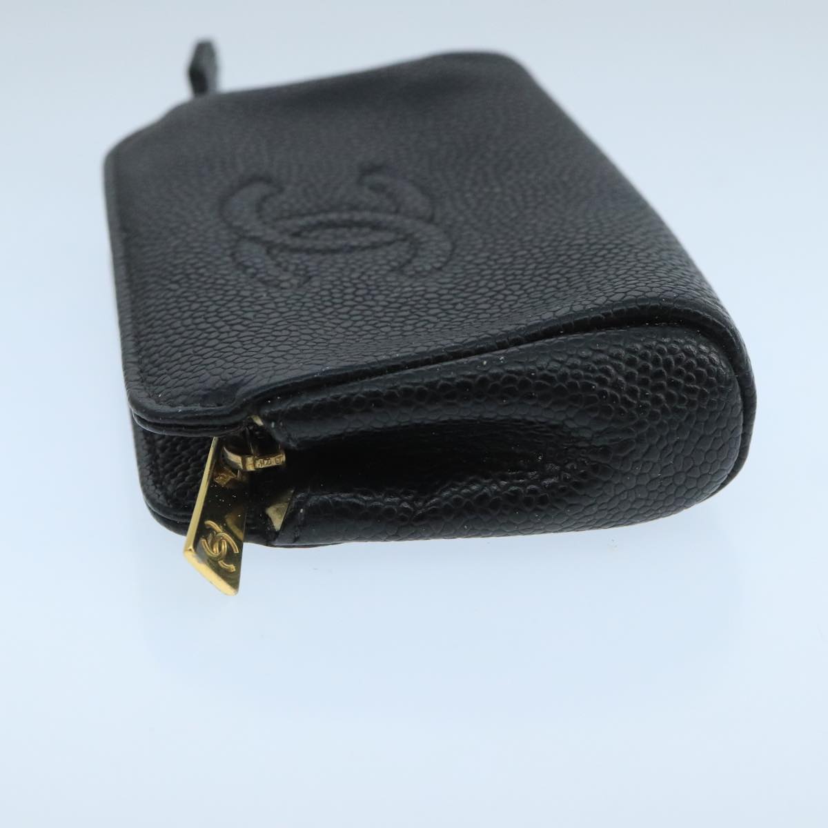 CHANEL Pouch Caviar Skin Black CC fm4204