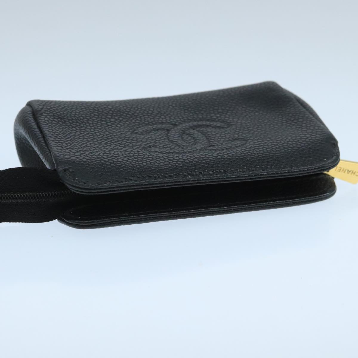 CHANEL Pouch Caviar Skin Black CC fm4204