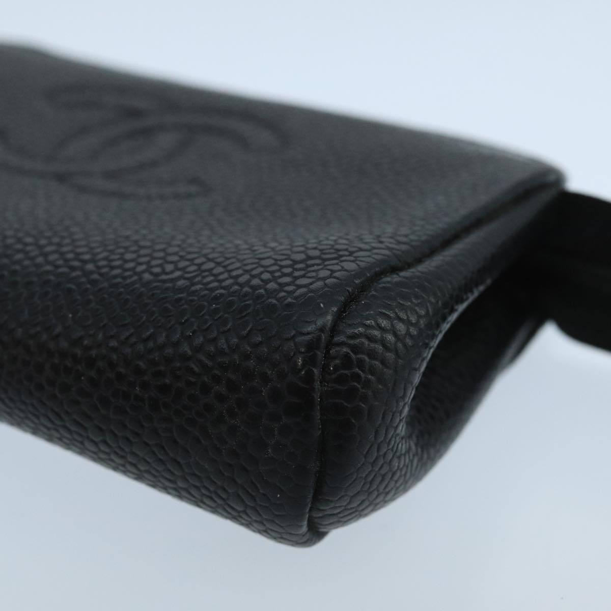 CHANEL Pouch Caviar Skin Black CC fm4204