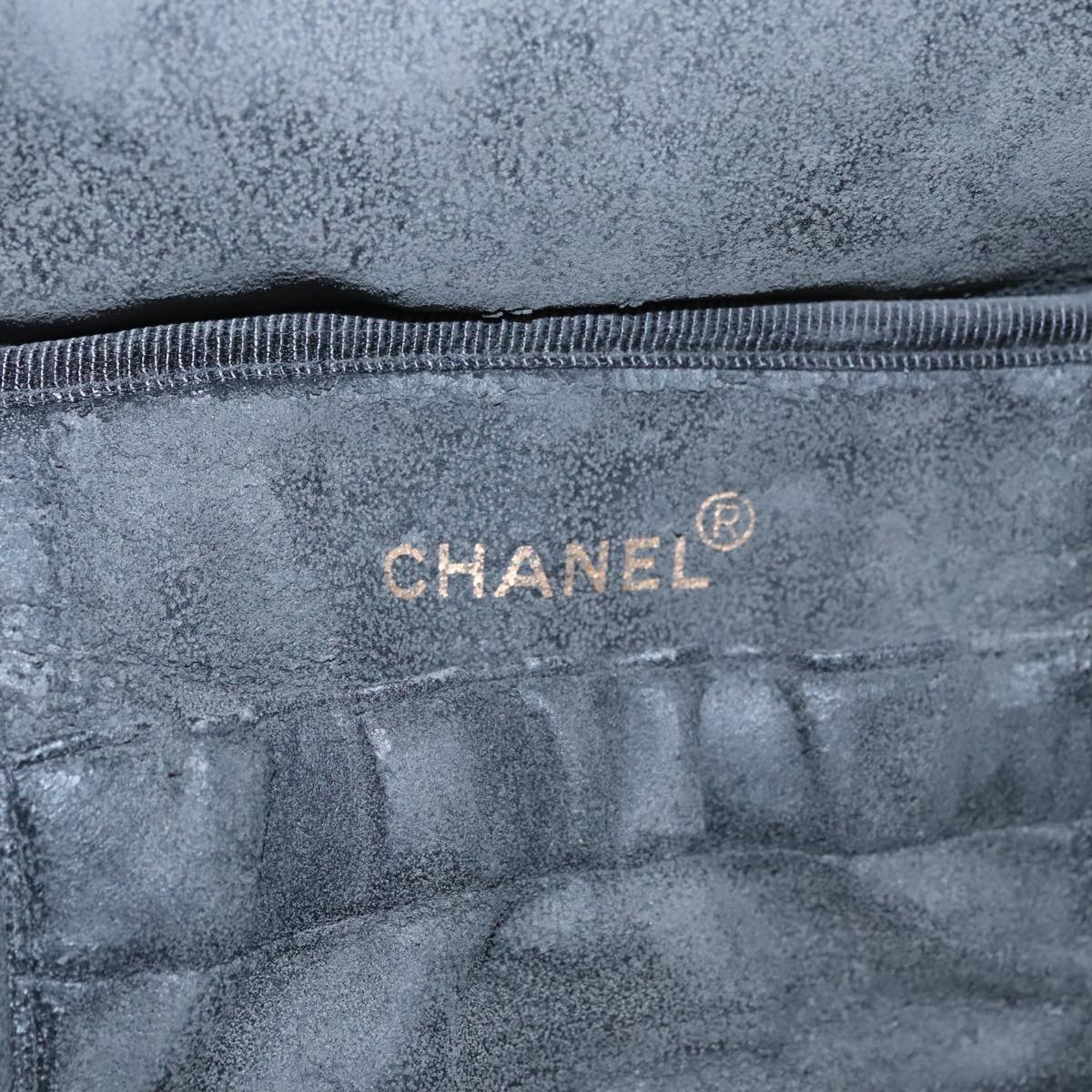 CHANEL Bicolore Vanity Cosmetic Pouch Caviar Skin Black Gold CC fm4250