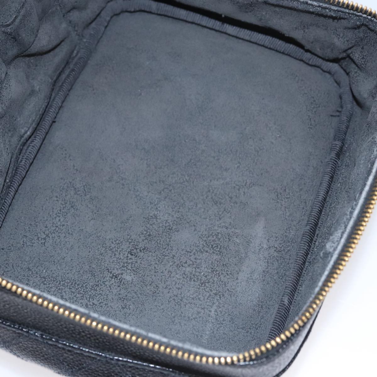 CHANEL Bicolore Vanity Cosmetic Pouch Caviar Skin Black Gold CC fm4250