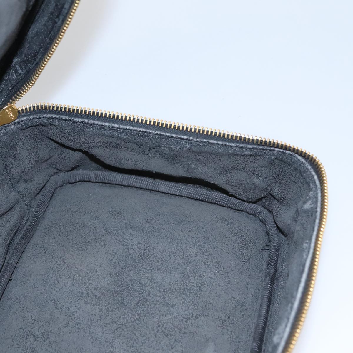CHANEL Bicolore Vanity Cosmetic Pouch Caviar Skin Black Gold CC fm4250