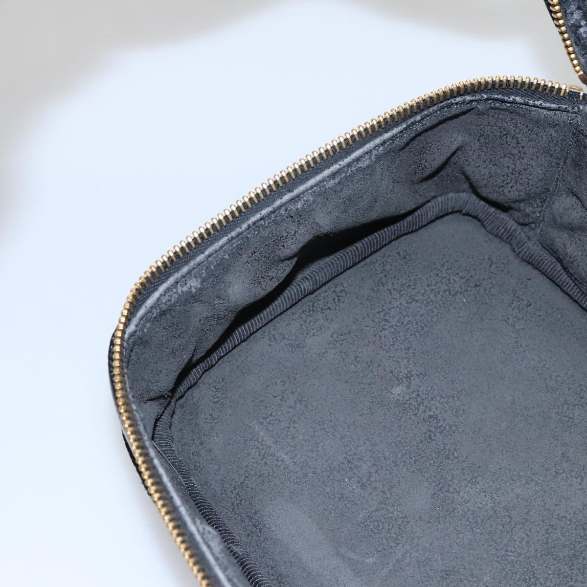 CHANEL Bicolore Vanity Cosmetic Pouch Caviar Skin Black Gold CC fm4250