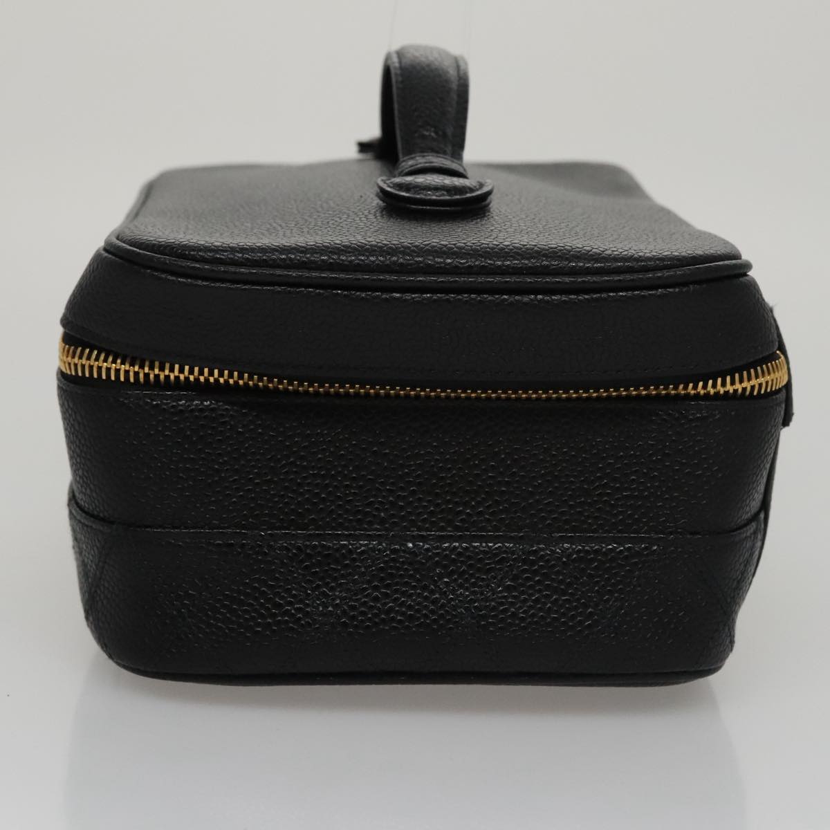 CHANEL Bicolore Vanity Cosmetic Pouch Caviar Skin Black Gold CC fm4250