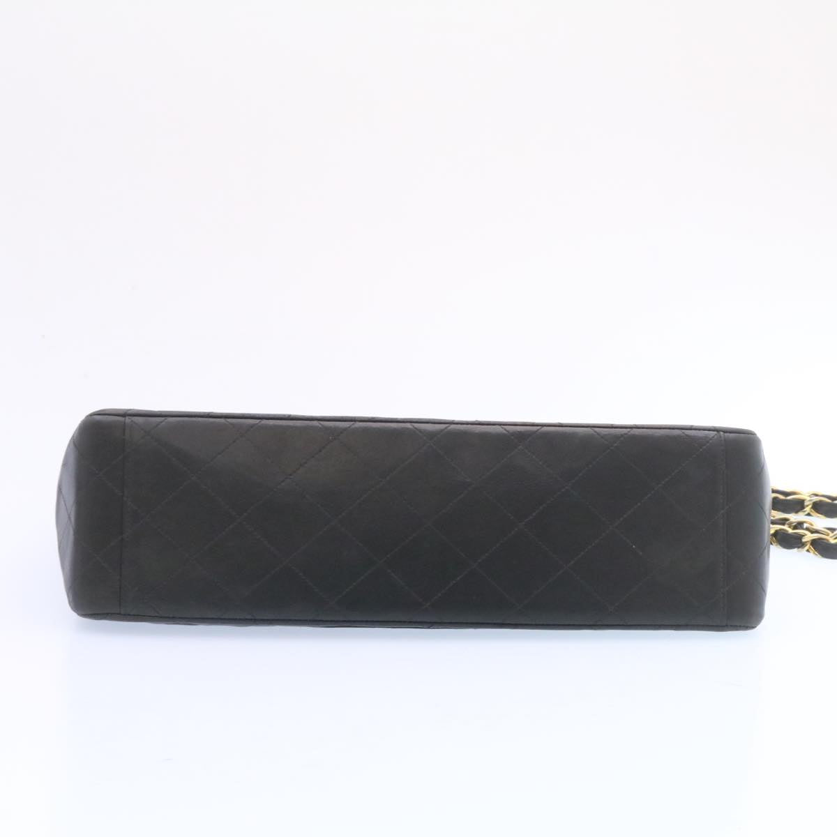 CHANEL Big Matelasse Flap Chain Shoulder Bag Lamb Skin Black Gold am1276gA