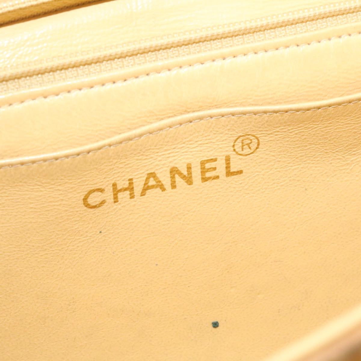 CHANEL Raffia Chain Flap Shoulder Bag Leather Beige CC am1414gA